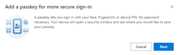 Add passkey flow in Security info